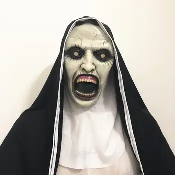 LED Horor Mníška Strašidelné Masky Ženský Duch Latexové Masky s Šatku Halloween Party Rekvizity