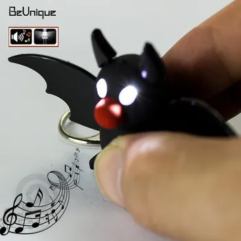 LED Keychain Black Bat tlačidlo krúžky Zvuk-emitting hračky sexquisite darček pre Halloween Klasické Živočíšne príveskom Wholesale10pcs/veľa