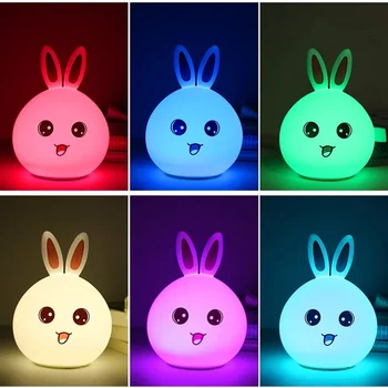 Led Králik Nočné Svetlo USB pre Deti Baby Deti Darček Zvierat Cartoon Dekoratívne Lampy, Nočné Spálňa Obývacia Izba