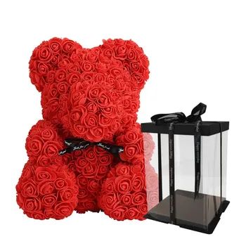 LED light Rose medvedík valentínsky darček kvety pena znášať s láskou srdce svadobné pena kvety dekorácie love rose medveď