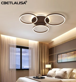 LED luster pre obývacia izba, spálňa, hliníkové telo, káva farby. Diaľkové ovládanie, domov luster lampa