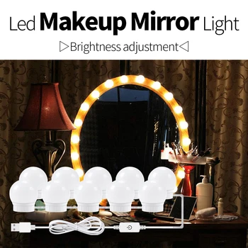 Led make-up Zrkadlo Svetlo 12V Hollywood Spálňa Márnosť Lampa LED Stmievateľné Toaletný Stolík Zrkadlo Osvetlenie Žiarovky LED Kozmetické Ampoule