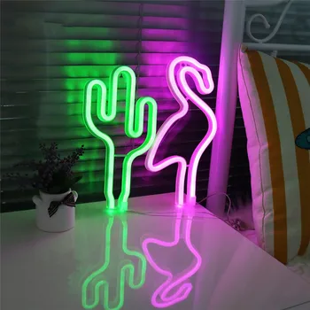 LED Neon Kaktus Pery Flamingo Vianočný Stromček, Narodeniny, Svadobné Party Spálňa Stene Visí Nočné Svetlo Dekorácie Stola Čítanie Darček