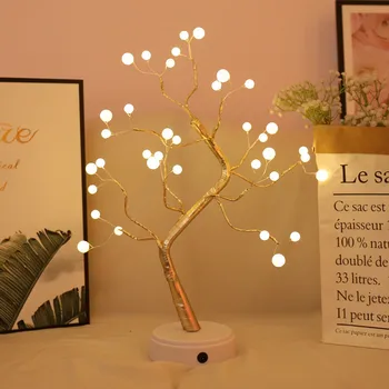 Led Nočné Svetlo Mini Vianočný Stromček Medený Drôt Garland Lampa Pre Domáce Deti Spálňa Decor Rozprávkových Svetiel Svietidlá Dovolenku Osvetlenie