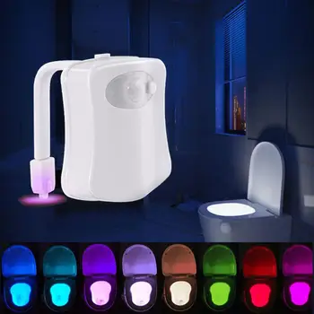 LED Nočné svetlo pre wc sedadlá premenlivé svetlo s 8 farbami batérie podsvietenie wc svietidlo led kúpeľňa svetlo Lampy