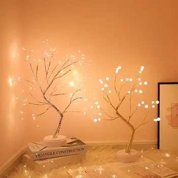 LED Nočné Svetlo Vianočný Stromček Víla Atmosféru stolná Lampa Pre Domáce Spálne Dekorácie Nový Rok Dovolenku osvetlenie USB/Batérie