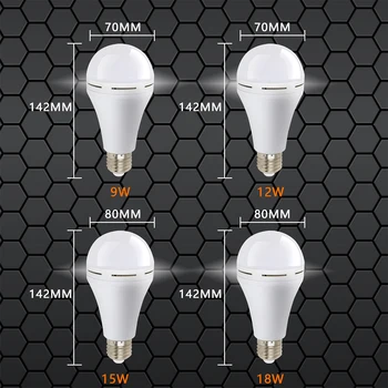 LED Núdzové Svetlo E27 9W 12W 15W 18W LED Žiarovky Nabíjateľná Batéria, Osvetlenie, Lampy, Vonkajšie Osvetlenie Bombillas Lampa