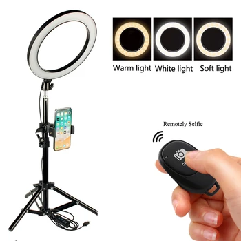 LED Prsteň Svetla Stmievateľné make-up YouTube Video Lampa Profesionálne Fotografovanie Statív Telefón Bluetooth Selfie Diaľkové Ovládanie