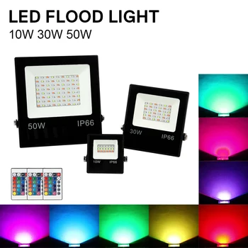 LED Reflektor, Vonkajšie 10W 30W 50W Wall Washer Lampa Reflektor IP65 Vodeodolný Osvetlenie Záhrady RGB Flood Light AC 220V
