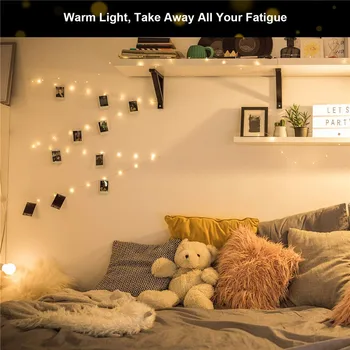 LED Reťazec Svetlá Foto Klip USB Vonkajšie Batérie Prevádzkované Veniec, Vianočné Dekorácie Dovolenku Strany Svadobné Xmas Fairy Svetlá