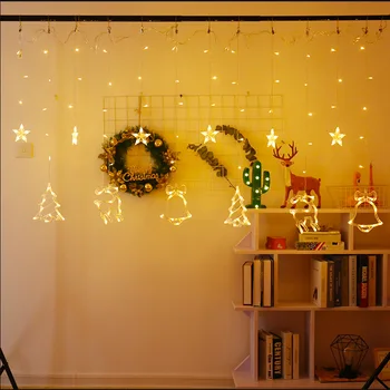 Led Reťazec Svetlá Opony Svetelný Reťaz Vianočné Osvetlenie Prívesok Svetlá Hanglamp Vianočné Osvetlenie Vnútorné Bell Vianočný Stromček, Hviezda