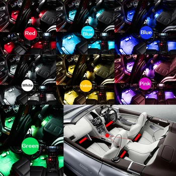 LED RGB Pásy Svetlo Interiéru Atmosféru Dekoratívne Nohy svetlo S USB Bezdrôtové Diaľkové Ovládanie Hudby Viacero Režimov Pre Auto