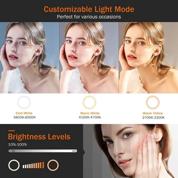 LED Selfie Krúžok Svetlo Ringlight Kruh, Krúžok Lampu Naplniť Svetlo na Fotografovanie Telefón, Stojan, Držiak na Statív Stmievateľné Trepied make-up