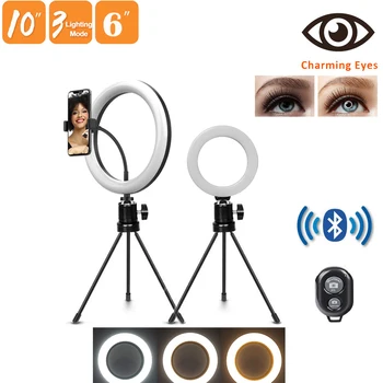 LED Selfie Krúžok Svetlo Ringlight Kruh, Krúžok Lampu Naplniť Svetlo na Fotografovanie Telefón, Stojan, Držiak na Statív Stmievateľné Trepied make-up