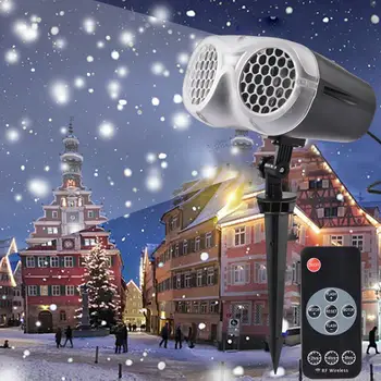 LED Snowflake Laserový Projektor, Biela snehová búrka Fáze Svetlo Diaľkové Ovládanie Nepremokavé Záhrade Trávnik Lampa Vianočný Večierok Domova
