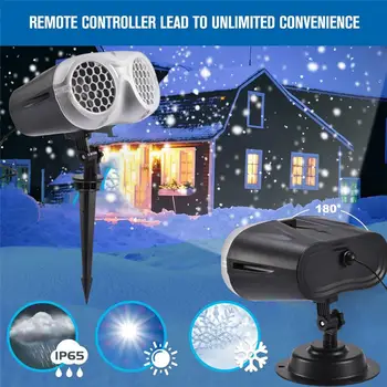 LED Snowflake Laserový Projektor, Biela snehová búrka Fáze Svetlo Diaľkové Ovládanie Nepremokavé Záhrade Trávnik Lampa Vianočný Večierok Domova