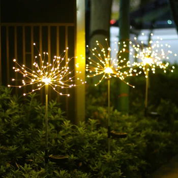 LED Solárne Osvetlenie, Ohňostroj 90/150 Led diódy, 2 Režimy Nepremokavé DIY Flash String svetlá Pre Outdoor Záhrada, Terasa, Vianočné Dekoratívne
