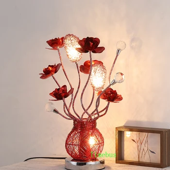 Led tabuľka svetlo dekoračné Hliníkové Flower Art stolná Lampa, Spálne, Svadobné Izba led Crystal stolná Lampa Obývacia izba Stôl Svetlo