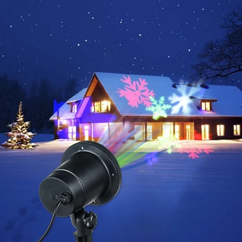LED Vianočné Osvetlenie Laserový Projektor RGBW Aktivovaný Pohybujú Dynamické Snowflake Film Svetlo Vonkajšie Nový Rok Dekorácie Trávnik Lampy