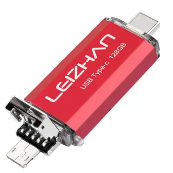 LEIZHAN USB C Flash Micro Telefón Android Stick Typ d kl ' úč 128 GB 64 GB 32 GB, 16 GB 8 GB 4 GB 3 V 1, USB, C Pero Jednotky