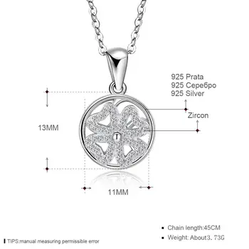 LEKANI 925 Sterling Silver Prívesok Náhrdelníky v Tvare Srdca Kvet Cubic Zirconia Môže Otáčať Svadobné Ženy Náhrdelník Jemné Šperky