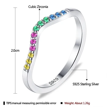 LEKANI Romantický Zásnubný snubný Prsteň Rýdzeho Striebra 925 Šperky Pre Ženy Oslňujúci CZ Geometrie Vlna Rainbow Prst Krúžky