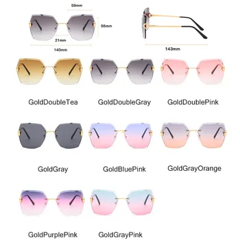 LeonLion Módne Retro Slnečné Okuliare Ženy Bez Obrúčok Retro Slnečné Okuliare Ženy Značky Dizajnér Okuliare Pre Ženy Zrkadlo Oculos De Sol