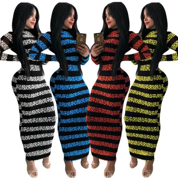 Leopard Prekladané Vytlačené Maxi Šaty pre Ženy 2020 Elegantný Dlhý Rukáv Strany Klubu Vianočné Obväz Bodycon Šaty Župan Femme