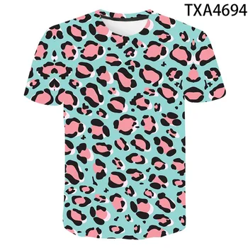 Leopard Print T Shirt Muži, Ženy, Deti Zábavné zvieraciu Srsť T-shirt Camiseta 3D Vytlačené Bežné Fitness Tees Topy Chlapec Dievča Oblečenie