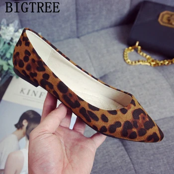 Leopard Topánky Plus Veľkosť Topánky Pre Ženy Lodné Topánky Ženy Ukázal Prst Bytov Módne Pošmyknúť Na Popínavé Rastliny Zapatos Comodos De Mujer