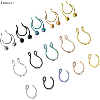 Leosoxs 15pcs Hot Predaj Nose Krúžok, Zmiešané Farby Oblek z Nehrdzavejúcej Ocele, Piercing v Nose Clip Šperky