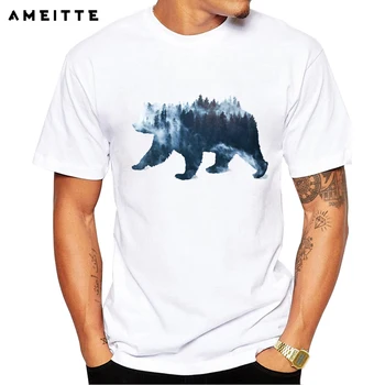 Lesa Medveď Dizajn T-Shirt Lete Mužov Vysokej Kvality Zvieratá Tlač Krátke Tričká Topy