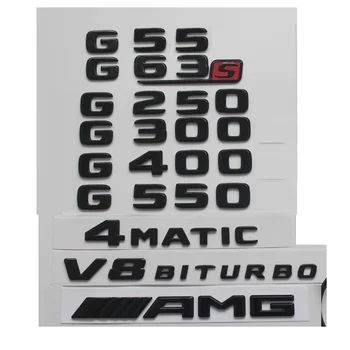 Lesklé Čierne Písmená na Mercedes Benz W463 G55 G63 AMG G250 G280 G300 G320 G350 G400 G450 G500 G550 Znak 4MATIC Emblémy