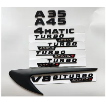 Lesklý Čierny Triedy A35 A45 V8 BITURBO TURBO 4MATIC+ Fender batožinového priestoru zadné dvere Znak Zadnej Odznak na Mercedes Benz AMG W176 W177