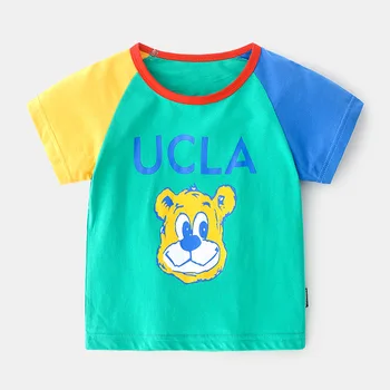 Letné Baby Boy Krátky Rukáv T-shirt Čistej Bavlny Deti Tshirt Cartoon Tiger Roztomilý Kolo Krku Top