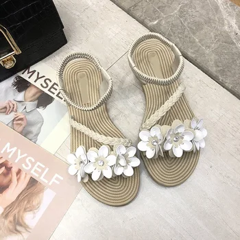 Letné byt sandále kvety české topánky otvorené prsty vhodná pre ženy bežné nositeľné