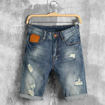 Letné denim šortky muž otvor nostalgické Denim Šortky mužov nohavice veľkosť kovboj módne Značky-oblečenie, Krátke Homme 221