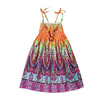 Letné Dievčatá Česká Princezná Šaty Rainbow Beach Šaty pre Dospievajúce Dievčatá Bielizeň Oblečenie s Vintage Náhrdelník Darček 3 6 9 12 Rok