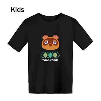 Letné Horúce Prined Animal Crossing Deti T-shirt Čierna Topy Nové Vhodné Deti Krátky Rukáv t shirt Bežné Chlapci Dievčatá Tees