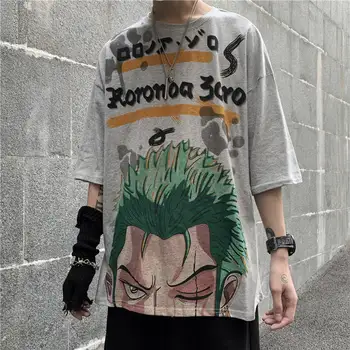 Letné kórejská verzia Harajuku štýl hip-hop anime tlač pár voľné highstreet-krátke rukávy T-shirt muţi a ţeny stude