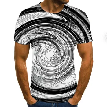 Letné Módne Farebné 3D Tlač Krátky Rukáv pánske T-Shirt Lete Bežné Kolo Krku T-shirt Zábava Rotujúce Vzor Ulica Zrazeniny