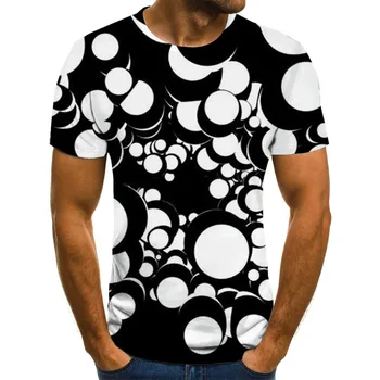 Letné Módne Farebné 3D Tlač Krátky Rukáv pánske T-Shirt Lete Bežné Kolo Krku T-shirt Zábava Rotujúce Vzor Ulica Zrazeniny