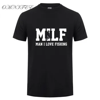 Letné Módy MILF T Shirt Ryby Mužov Krátky Rukáv Bavlna Mužov Man I Love Fishinger T-shirt Topy Camisetas Tričko SZ-853
