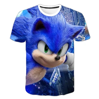 Letné najpredávanejšie detské Oblečenie T-shirt 2020 Sonic the Hedgehog Roztomilý-Krátke Rukávy O-Krku Chlapci a Dievčatá Topy