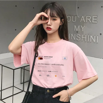 Letné Nová Si Prial, Aby Som Mal Priateľa, Ako Mi List Tlač Šedé Tričko Veľkosť Voľné Móde Zábavné Harajuku Japonský T Shirt Ženy Top
