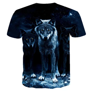 Letné nové T-shirt 3D wolf pack tlač T-shirt mužov a žien-krátke rukávy módne osobnosti v pohode T-shirt anime šaty