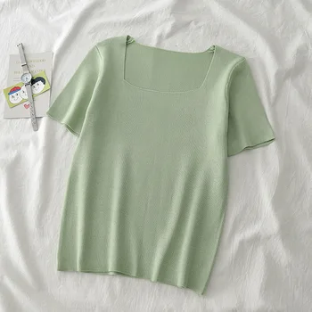 Letné nový štíhly a pohodlné krátke rukávy T-shirt zelená