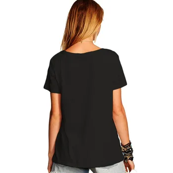 Letné punk t shirt ženy tlač krátky rukáv voľné black bežné t-shirt tees ženy topy ležiak Veľkosť Módne Tričká