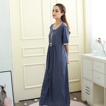 Letné sleepdress dámy krátke rukávy bavlna plus dlho kórejský voľné princezná nightdress plus veľkosť domáceho poskytovateĺa koszula nocna