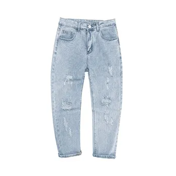 Letné Slim Fit Jeans pre Pánske Streetwear kórejský Dizajnér Pravidelné Núdzi Denim Slim Homme Nohavice Hip Hop Otvor Jeans Nohavice